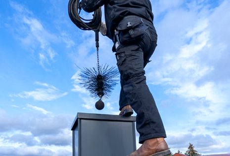 Lowering a weighted brush line down a chase during relining prep